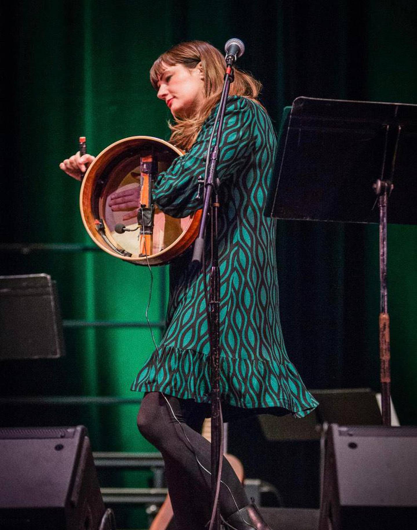 Aoife Scott plays the Bodhran at the Rialto Square Theatre in Joliet on March 16, 2023.