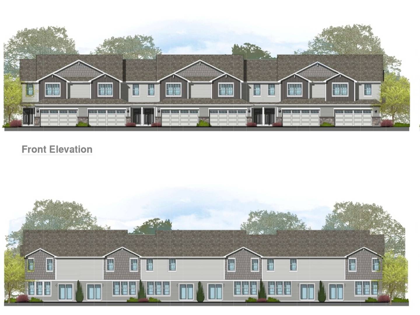 Developer Lennar Homes showed preliminary renderings, including elevations, for an unnamed 47-unit townhome project proposal on Jan. 18, 2023, before the Crystal Lake Planning and Zoning Commission. The proposal features a large amount of green space and would serve as a southern entryway to the Woodlore Estates neighborhood.