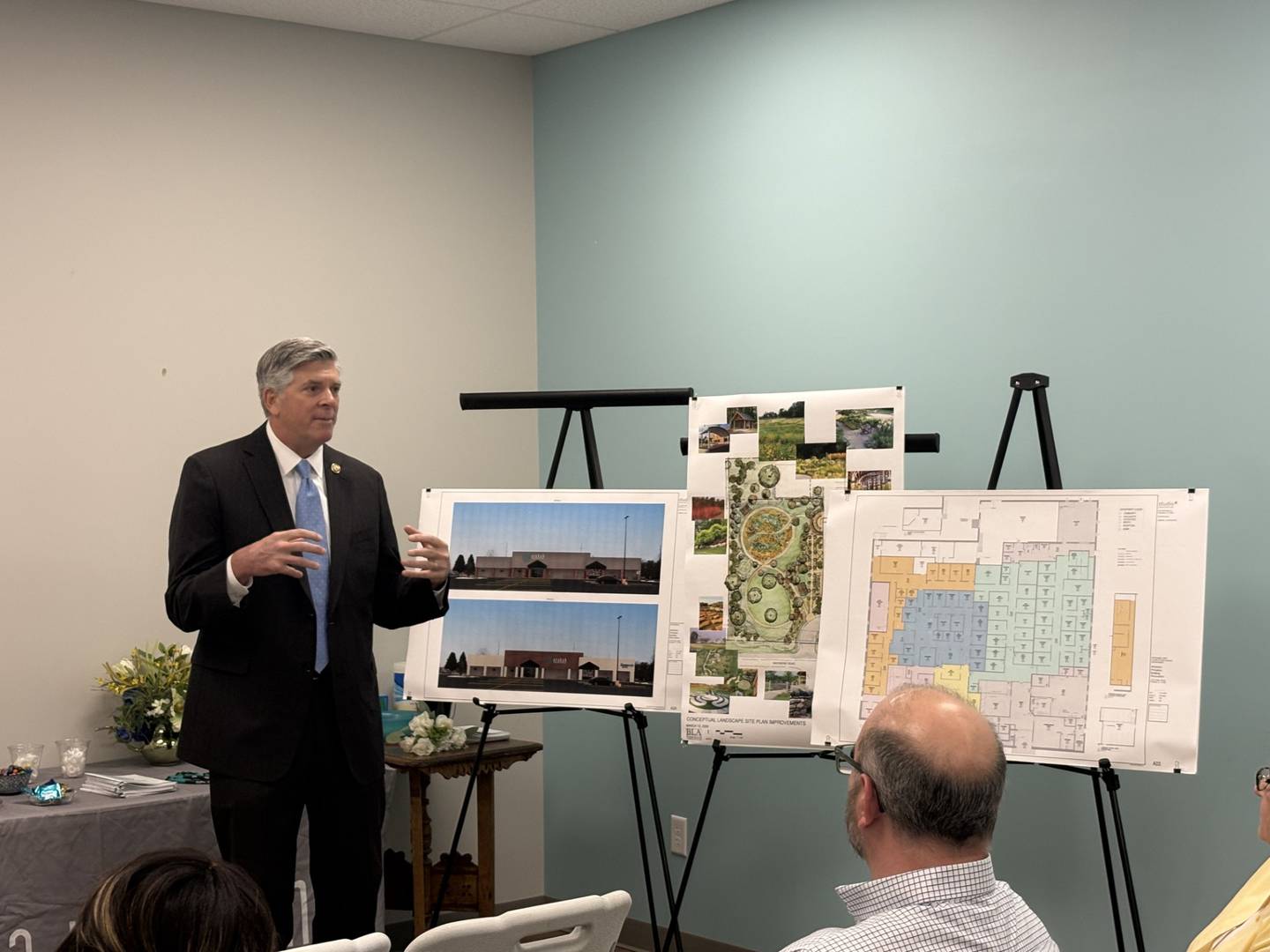 Darin LaHood speaks to a crowd during a $2 million funding announcement for Arukah Institute on Tuesday, March 31, 2026, in Princeton.