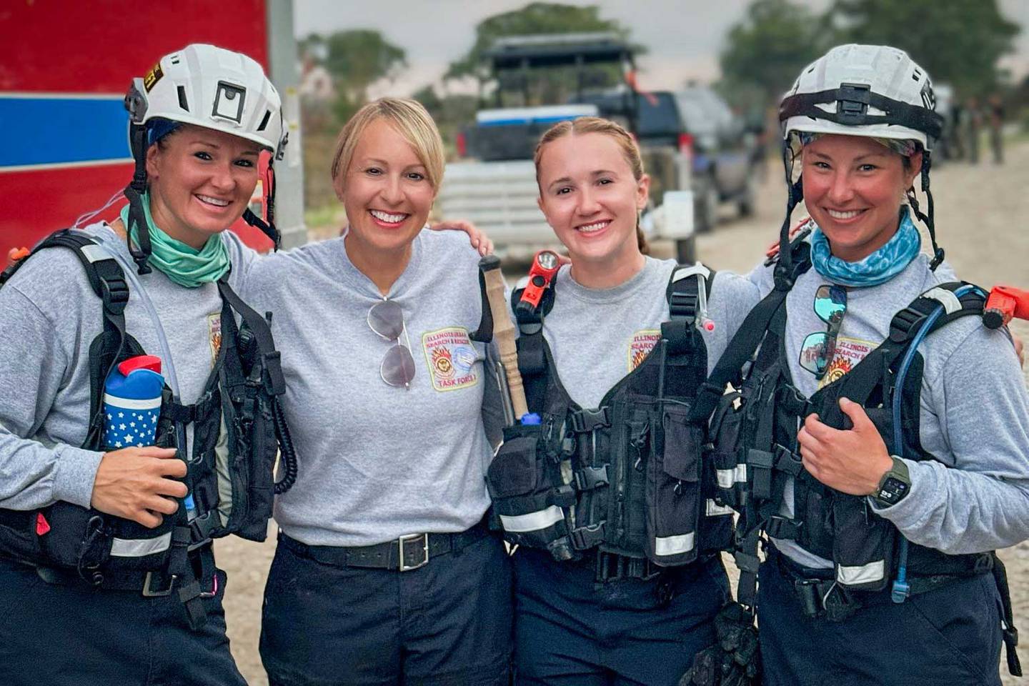 Huntley Fire Lt. Kelly Gitzke, second from left, was deployed to Texas for two weeks to assist in recovery efforts for the Texas flash floods.