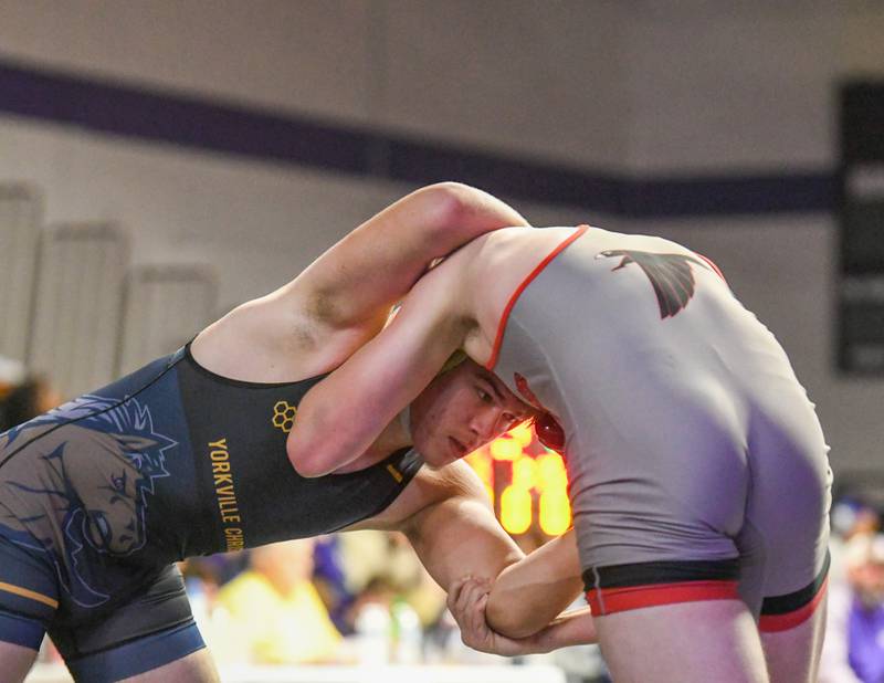 Yorkville Christian wrestles in the 182 weight class for 5th place Saturday Dec. 10th while taking on Gibson City at the Plano Reaper wrestling classic held at Plano High School where took 5th place.