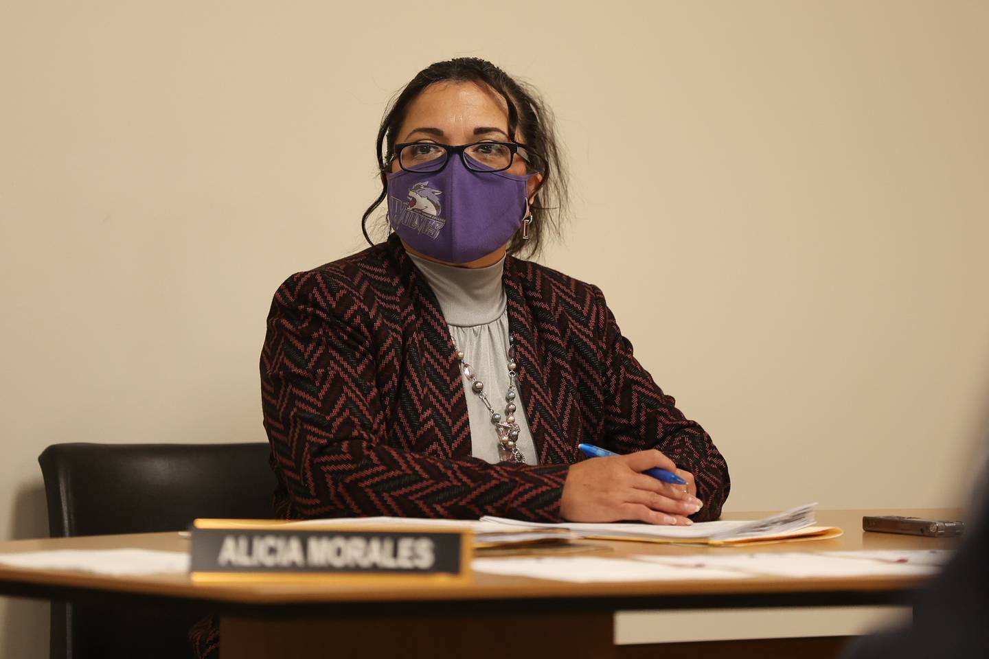 Alicia Morales Joliet Township Town Clerk during the Joliet Township regular board meeting. Tuesday, Feb. 8, 2022, in Joliet.