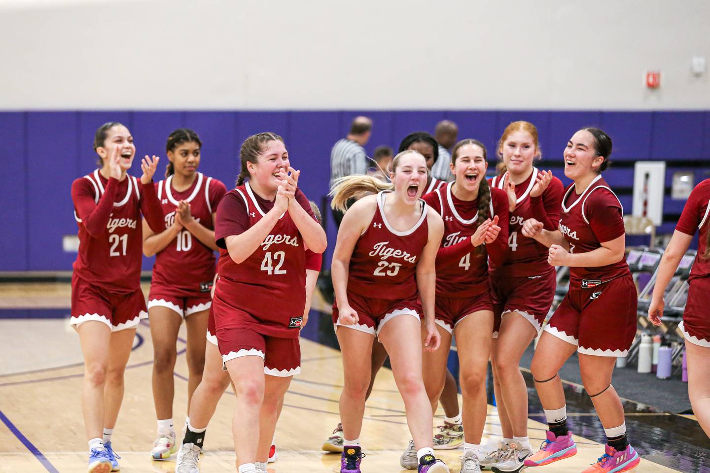 Plainfield North celebrates their win over Lincoln Way West in the WJOL Tournament Championship game on Saturday, November 23, 2024  in Joliet.