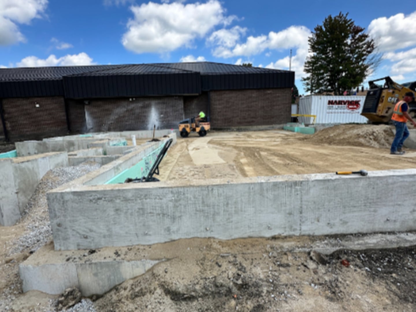 The foundational walls have been placed for the Morris Area Public Library's new expansion.