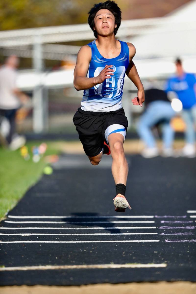 Princeton's Andrew Peacock jumps in Tuesday's Ferris Invite.