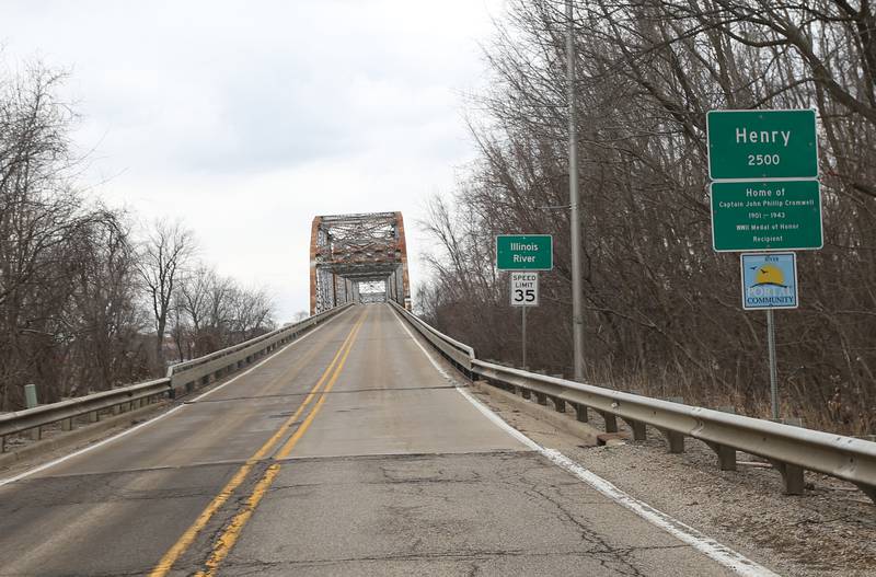 The Illinois Route 18 Bridge approach over the Illinois River on Tuesday, Feb. 14, 2023 in Henry.