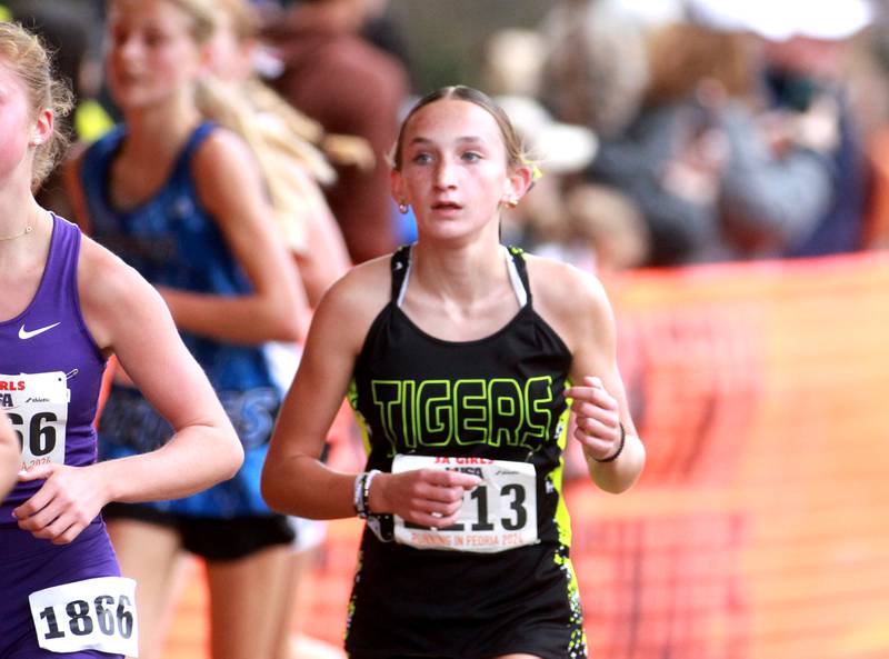 Joliet West’s Erin Santarelli competes in the Class 3A State Cross Country Championships on Saturday, Nov. 9, 2024 at Detweiller Park in Peoria.