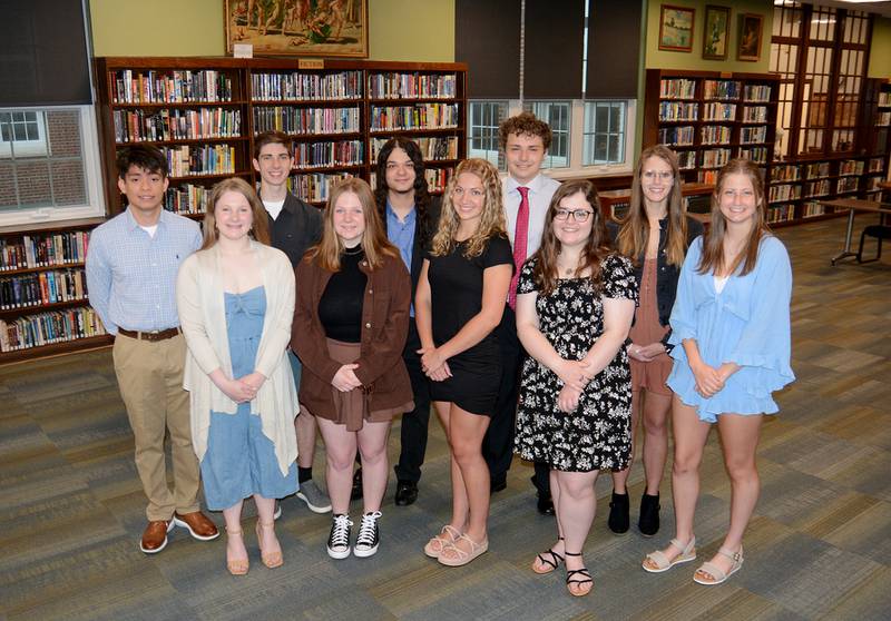 La Salle-Peru High School announced its top 10 academic students after eight semesters from the class of 2022. They are (front row, from left) Salutatorian Shea Rathburn, Addison Ernat, Valedictorian Elia Becker, Mary Kuzma, Sebastian Serratos (back row, from left), Matthew Beard, Emilio Phlippeau, Caden Valenzuela, Allison Beavers and Isabella Lambert.