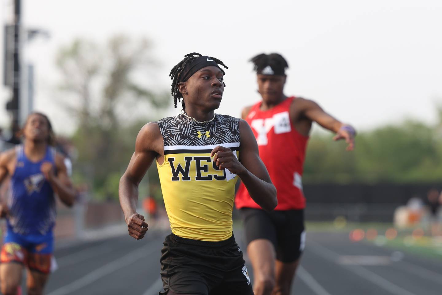 Joliet West’s Billy Bailey Jr takes first in the 400 Meters at the Class 3A Minooka Boys Track and Field Sectional on Wednesday, May 17, 2023 in Minooka.