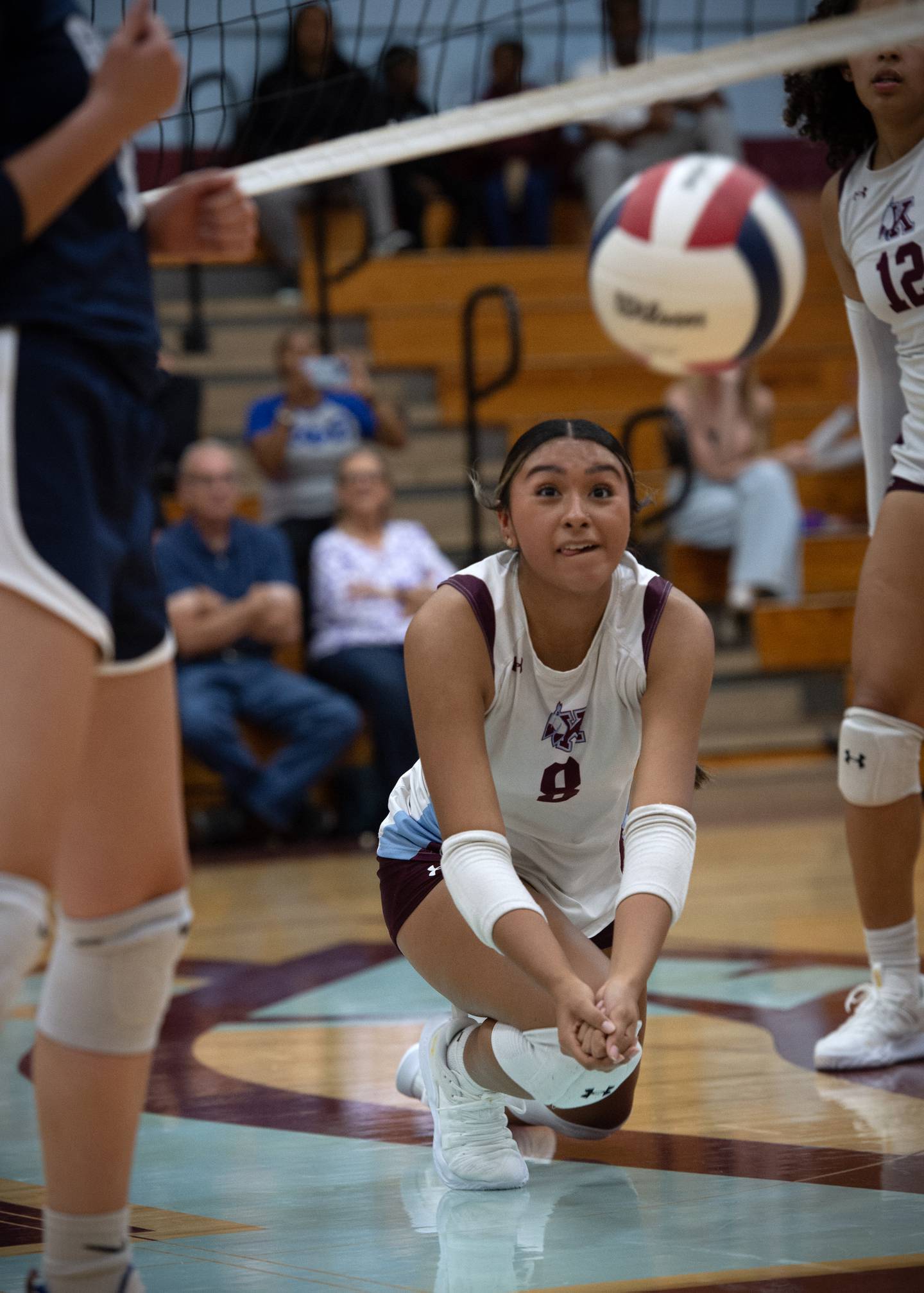 Kankakee's Elizabeth Avalos tires to make a save in a match against Grace Christian on Monday, September 22, 2025.