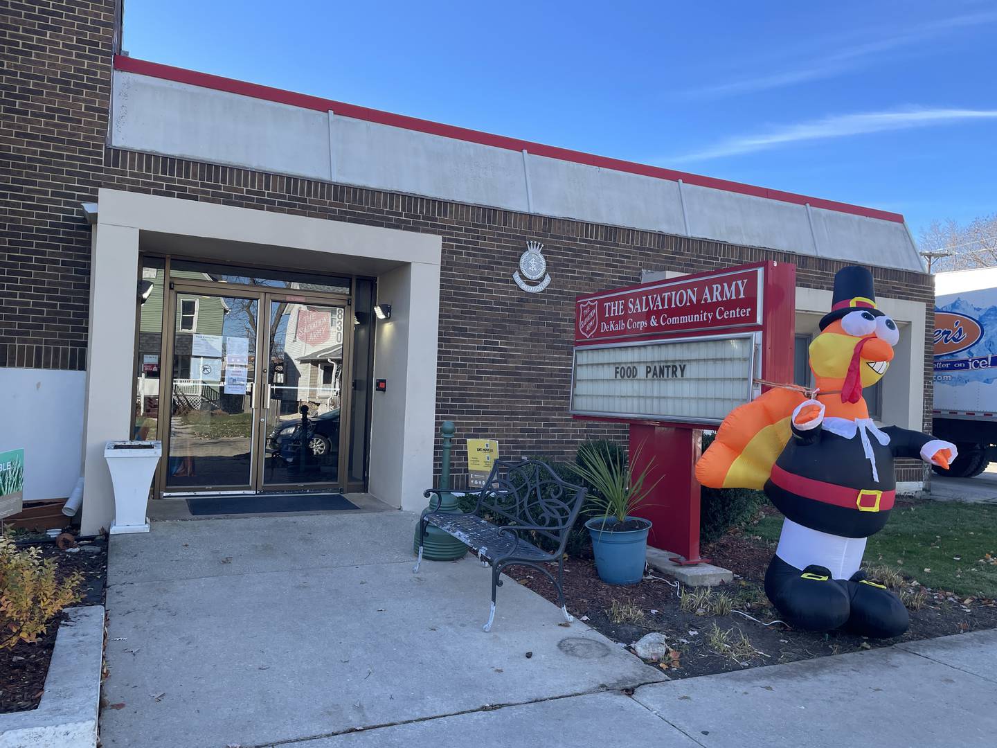 A turkey is seen Nov. 17, 2023 outside the DeKalb Salvation Army.