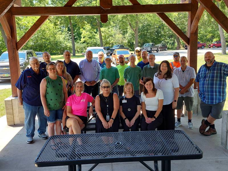 Streator community leaders gathered Thursday, July 27, 2023, to celebrate the dedication of the new picnic shelter and two new drinking fountains at Marilla Park.
