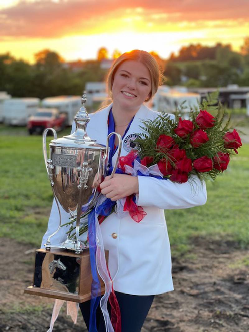 Laney Lonchar, 18, of McHenry, at the International Saddle Seat Association World Cup where her international team took a gold medal for their division on July 29, 2022.