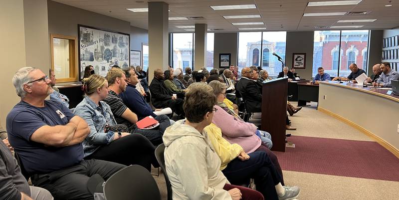 Sycamore City Hall was filled with members of the public on April 10, 2023 for a Planning and Zoning Commission meeting.
