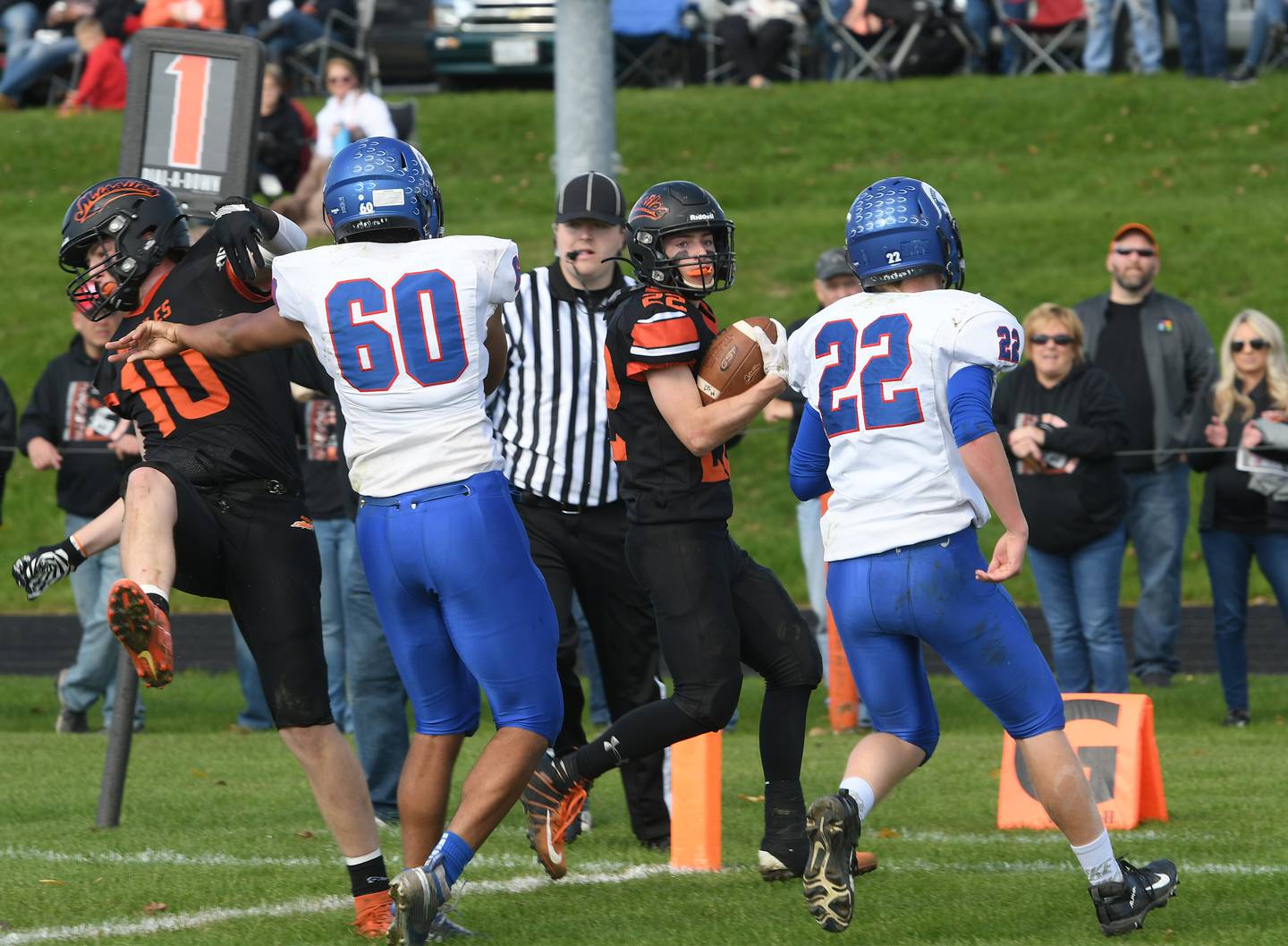 Milledgeville's Ashton Nobis catches a pass for a score.