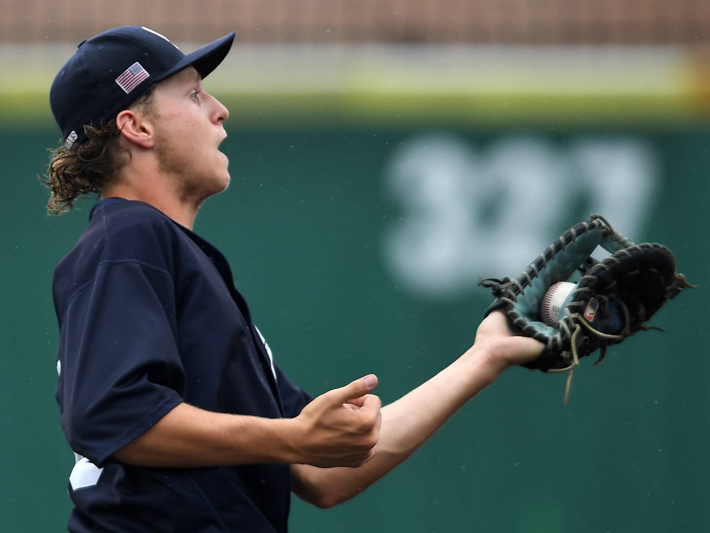 Cary-Grove first baseman Brock Iverson catches a pop foul during the Class 3A state baseball semifinal against Benet Academy at Slammers Stadium on Friday, June 13, 2025 in Joliet.