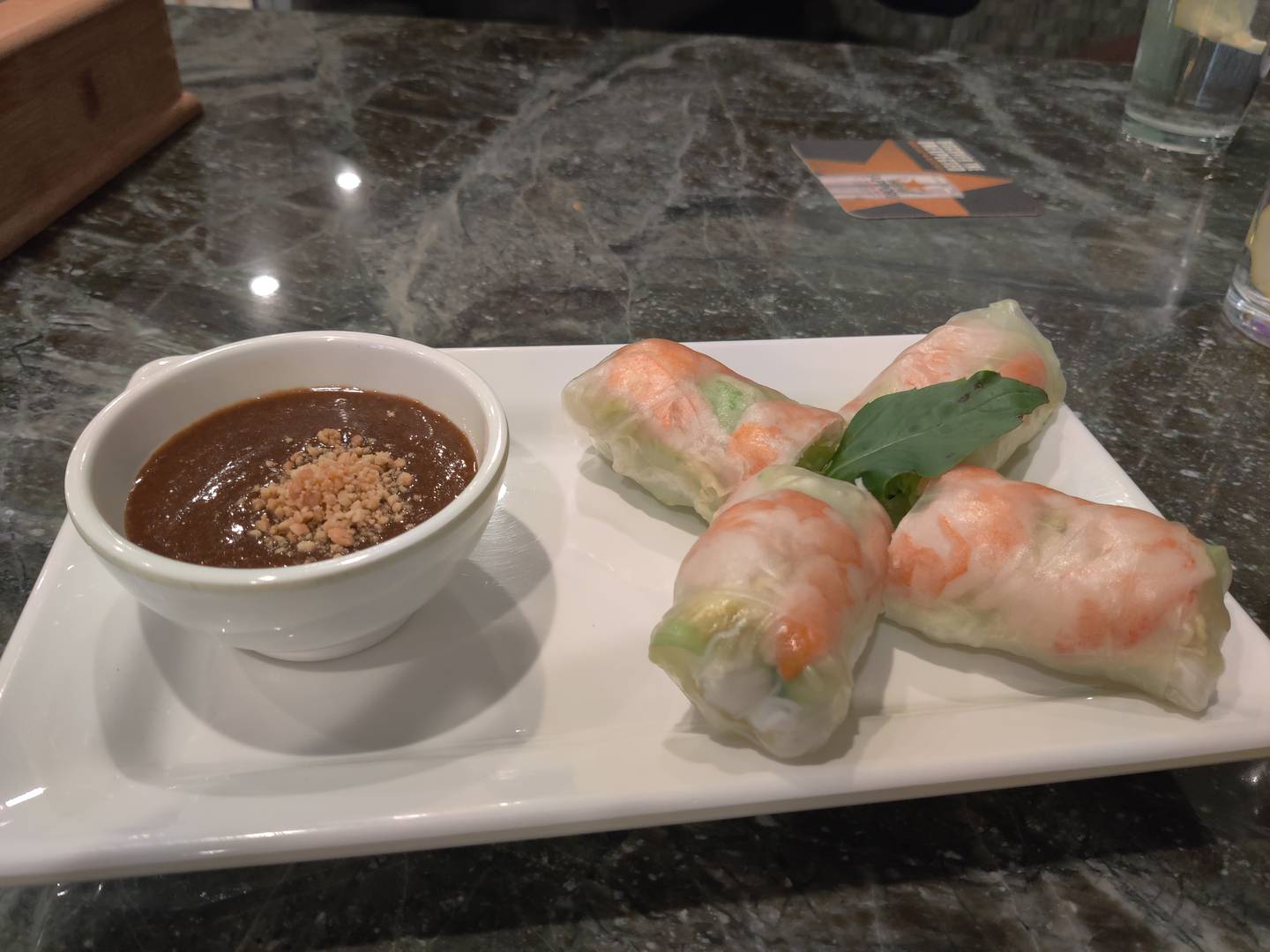 The Vietnamese restaurant Pho Xich Lo in Geneva serves spring rolls in a rice paper wrapper.