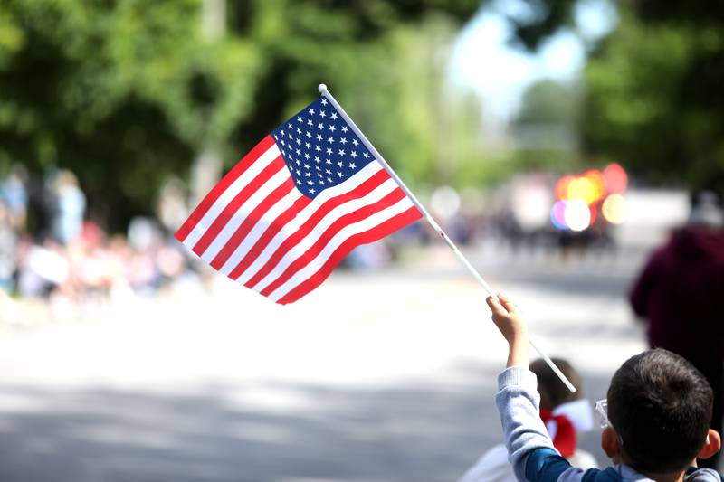 The Wheaton Memorial Day Parade travels south on Warrenville Road on Monday, May 26, 2025 in Wheaton.