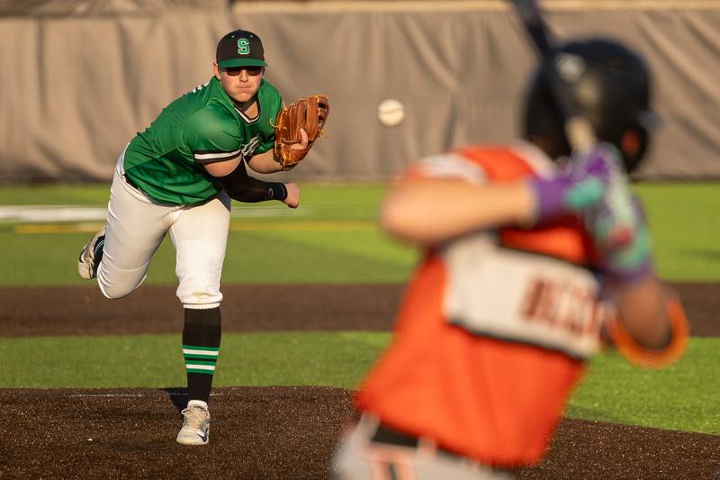 Landyn Ramsey (20) of Seneca pitches to batter on Friday, April 11, 2025 at Seneca High School in Seneca.