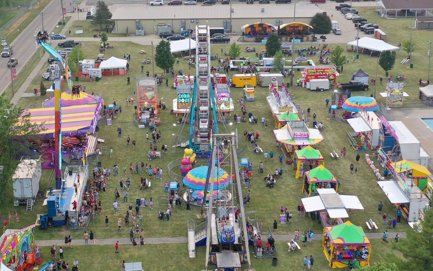 An aerial view of the Oglesby Summer Fun Fest on Thursday, June 15, 2023 in Oglesby.