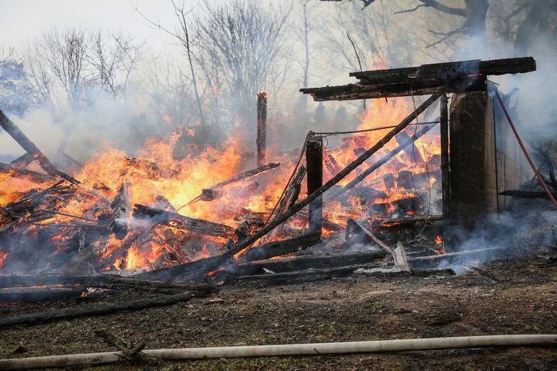 No injuries resulted Wednesday, Nov. 24, 2021, from a fire that burned an empty Harvard barn, fire officials said.