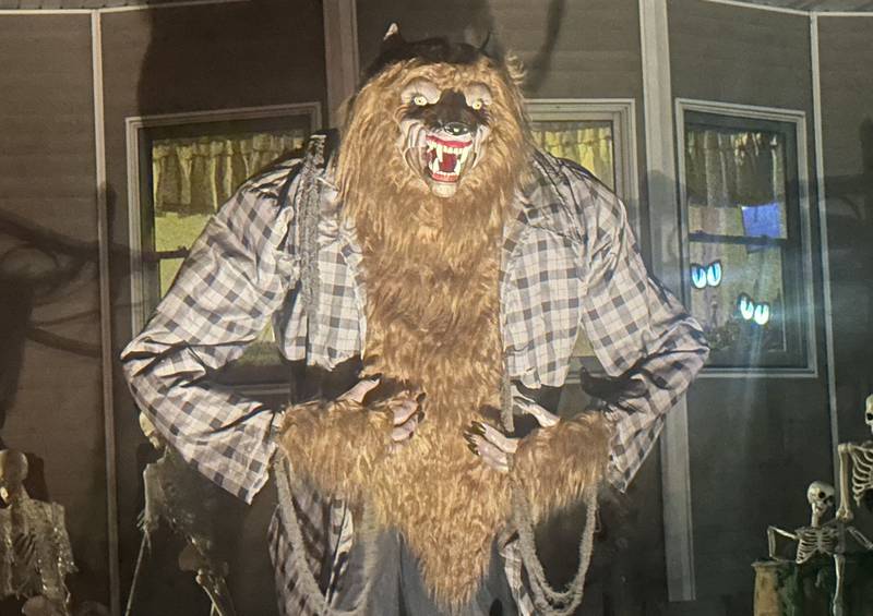 A view of a werewolf on the front yard of a home in the 100 block of Hopkins Street on Monday, Oct. 27, 2025 in Granville.
