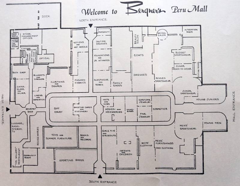 A view of the Bergner's store map when it opened inside the Peru Mall on Wednesday, April 10, 1974.