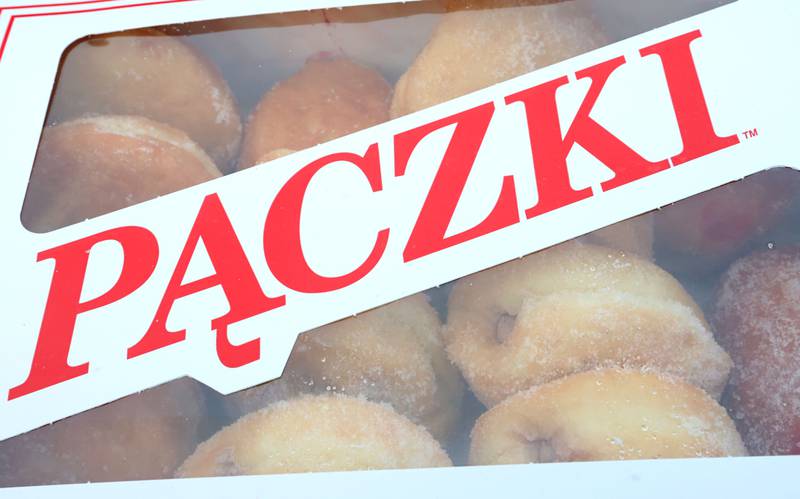 A box of Paczki's lay on the counter on Tuesday, Feb. 17, 2026, in Spring Valley. Paczkis are rich, deep-fried Polish doughnuts traditionally filled with fruit preserves such as plum or rose hip jam and topped with powdered sugar or glaze. The pastries date back to the 1700s, when Polish bakers used up sugars, jellies and other ingredients to create the treats ahead of Lent.