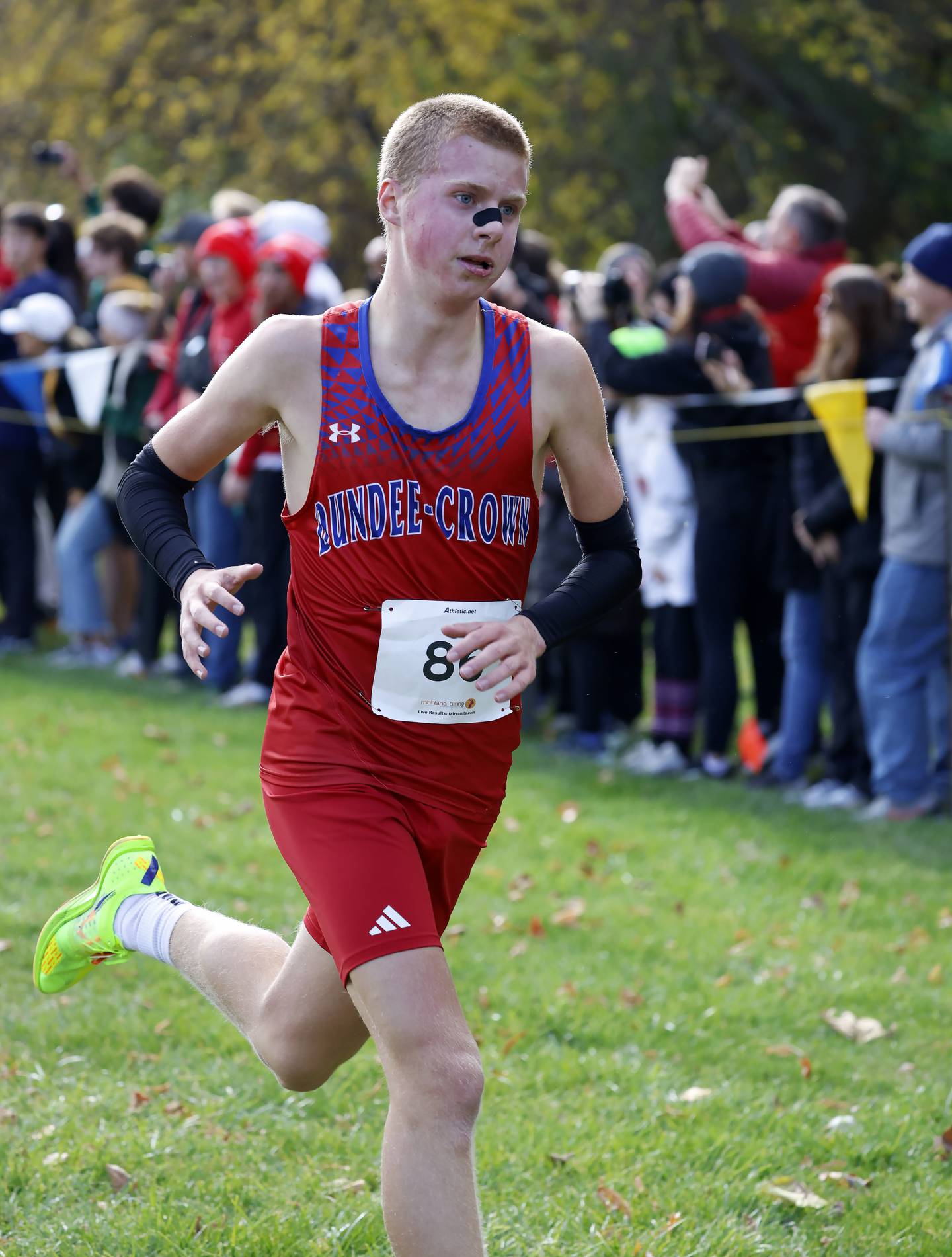 Logan Grey of Dundee-Crown during the IHSA Class 3A Hoffman Estates cross country sectional Saturday, Nov. 1, 2025 at Busse Woods in Schaumburg.