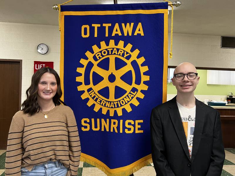 Tobias Burkey and Kealey Rick were selected as the senior students of the Month by Ottawa Sunrise Rotary.