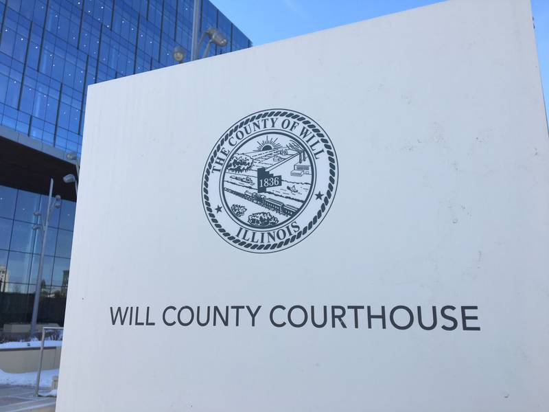 Sign for Will County Courthouse, 100 W. Jefferson St., Joliet.