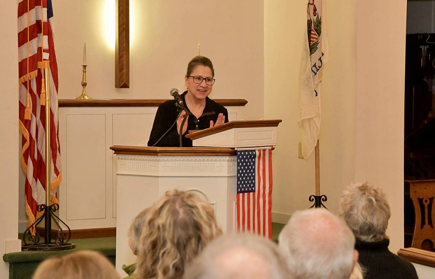 Veterans and family members shared their stories of service during the annual Veterans Day Tribute at Chapel on the Green in Yorkville, 2025.