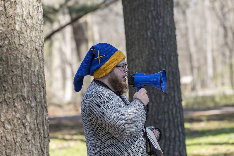CER LARP game master Jake Wallin instructs the players with rules Saturday, April 13, 2024 before game play in Dixon.