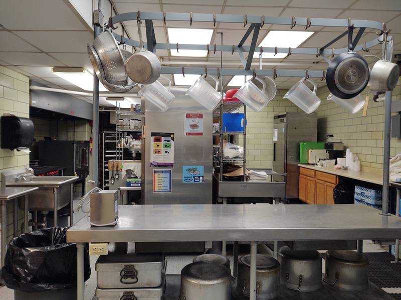 The main kitchen area at Rock Falls High School, which has been unchanged for decades, will be gutted and modernized.