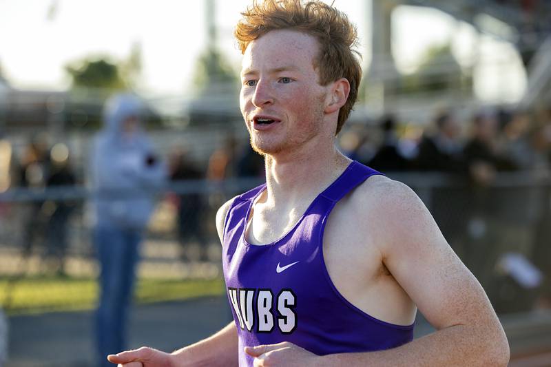 Rochelle’s Hunter Bivins took third in the 300 hurdles Wednesday, May 20, 2026, at the Rochelle Class 2A boys track sectionals.