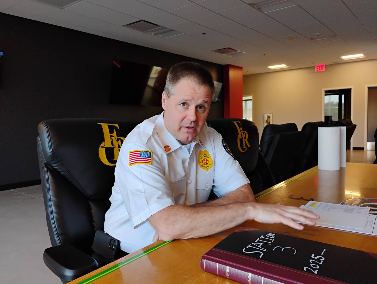 Fox River and Countryside Fire/Rescue District Fire Chief Michael Hill discusses the newly opened Fire Station No. 3, made possible by a 2022 successful referendum.