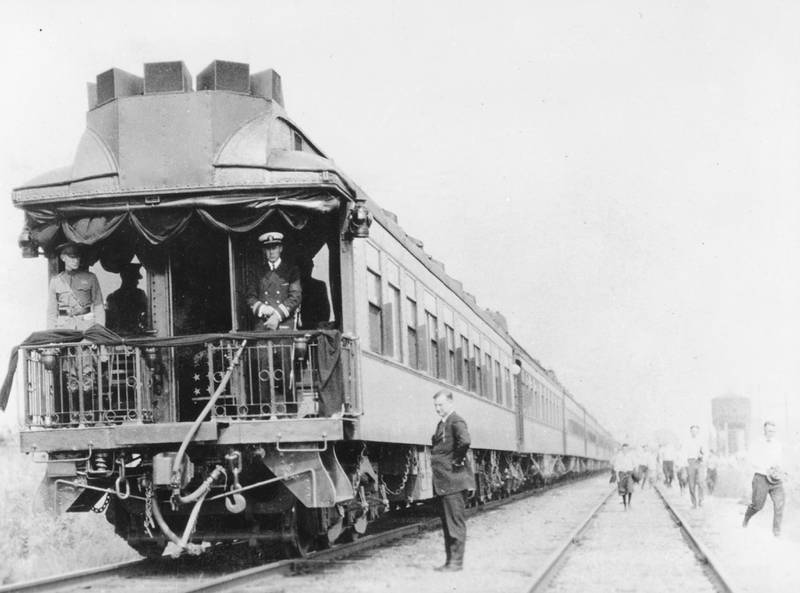 The funeral train of President Warren Harding when it passed through DeKalb County August 6, 1923. President Harding died in office having served a little over two years.