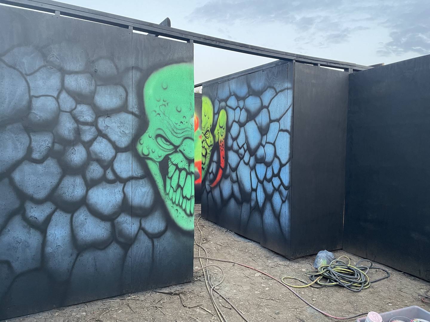 Some of the emerging fluorescent art is shown at the Circus of Insanity 3D portion of the American Nightmare Scream Park haunted trail. The attraction is scheduled to open Oct. 2 at 909 English Prairie Road, Spring Grove.