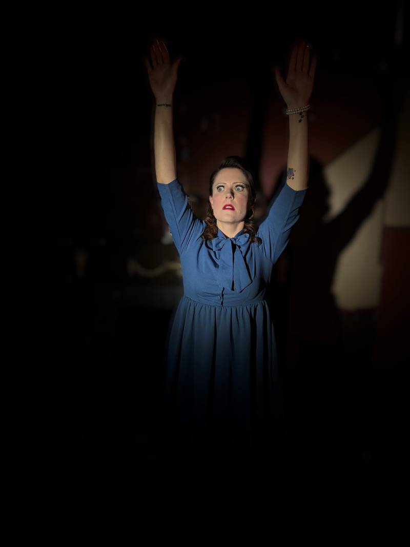 Katherine Carl portrays the first murder victim in Agatha Christie’s “A Murder is Announced." Performances will be Friday, Saturday and Sunday at the Billie Limacher Bicentennial Park Theatre in Joliet.