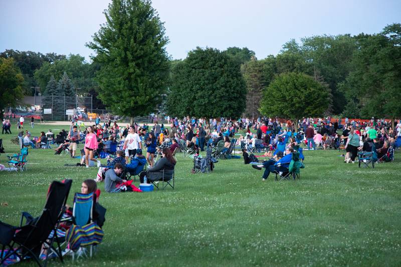 Patrons get ready to watch the Elburn Lions Club fireworks show at Lions Club Park on Saturday, July 9, 2022.