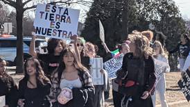 Oswego East H. S. students walk out of school to protest actions of ICE agents