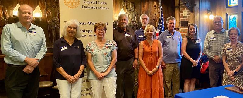 Crystal Lake Dawnbreakers Rotary Club board members Scott Bucklin, Judith Sedlack, Mary Bishop, Cliff Jackson, Gary Riegler, Mary Miller, Greg Alexander, Laura Franz, Jim Wiseman and Terry Mueller.