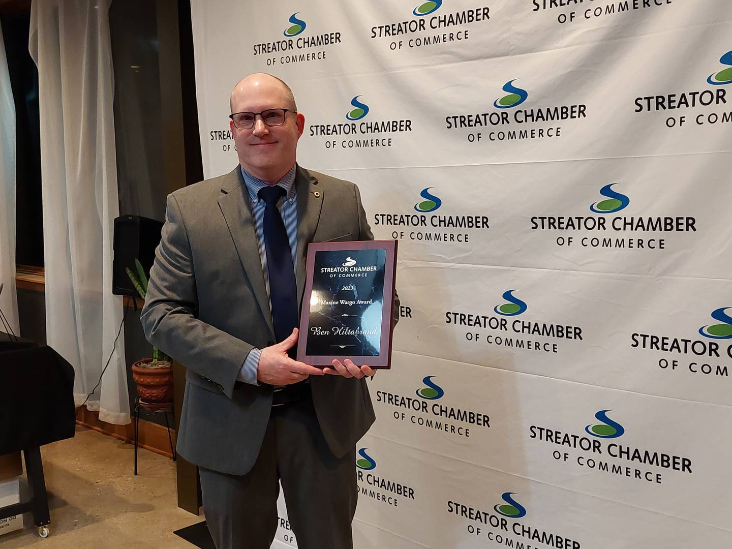 Ben Hiltabrand was named the Maxine Wargo Award winner Thursday, March 14, 2024, at the Streator Chamber of Commerce's annual awards dinner at The Eastwood.