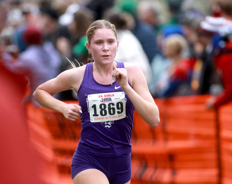 Downers Grove North's Alayna Todnem competes in the Class 3A State Cross Country Championships on Saturday, Nov. 9, 2024 at Detweiller Park in Peoria.