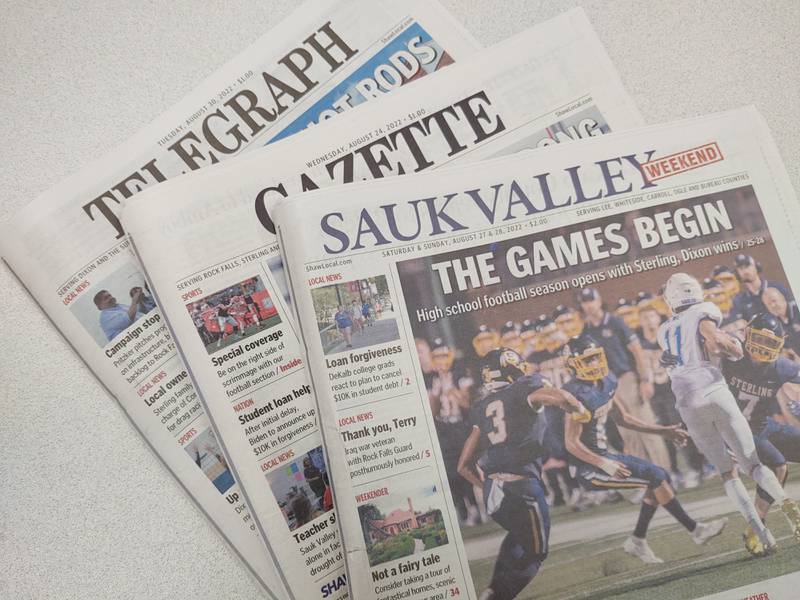 Sauk Valley Media publications, including Telegraph and Gazette.