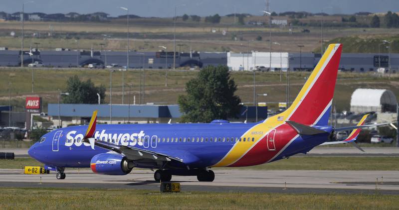 FILE - A Southwest Airlines jetliner waits on a runway for departure from Denver International Airport Friday, Sept. 1, 2023, in Denver. Activist shareholder Elliott Investment Management has taken a $1.9 billion stake in Southwest Airlines. The investment firm said Monday, June 10, 2024, that Southwest failed to keep up with other airlines and suffers from outdated technology and operations. (AP Photo/David Zalubowski, File)