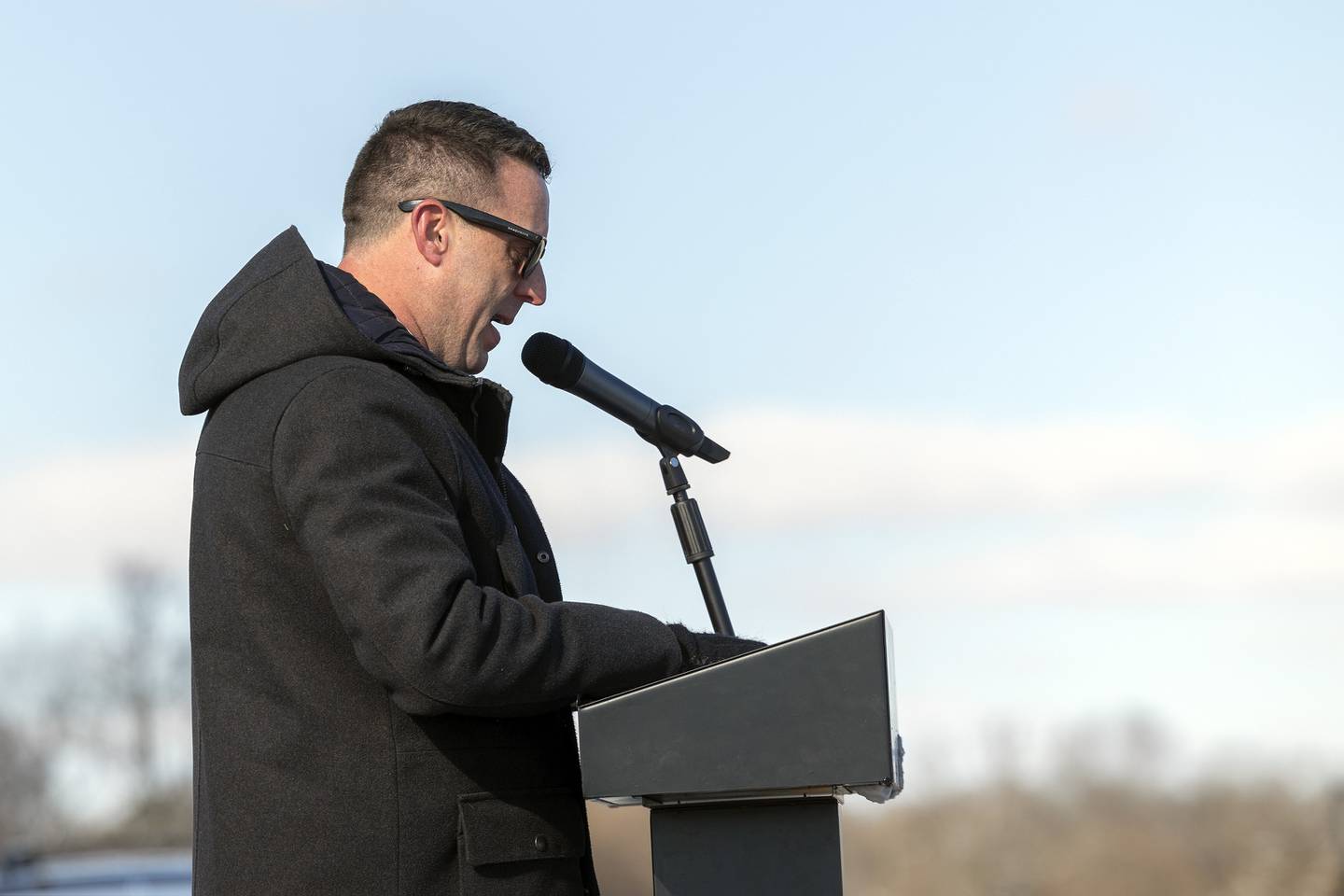 Dixon Family YMCA CEO Andy McFarlane thanks the board, city leaders and local supporters for helping to start the process of building the new child development center Monday, Nov. 27, 2023.