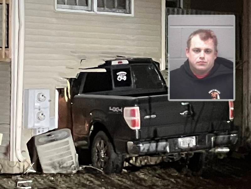Zachary Thomason, 33, of Sycamore, was charged Saturday, Dec. 30, 2023, with driving under the influence and improper lane usage after a truck versus building collision in the 600 block of South Peace Road reported shortly before 1 a.m. Saturday, according to a news release from the Sycamore Police Department.