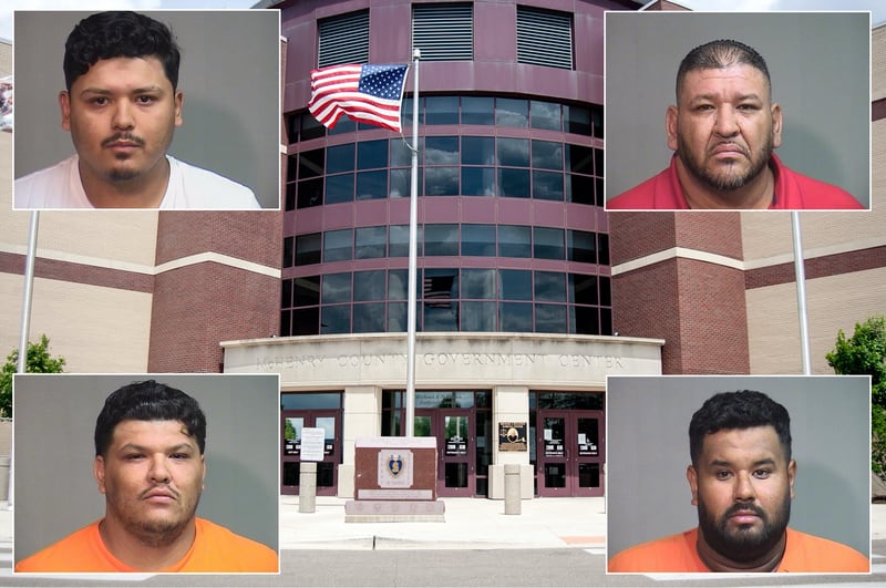 Four Oswego men were charged with mob action and other charges following a Labor Day weekend disturbance in McHenry County. They include Anthony Garay-Peralta (top left), Arnulfo Garay (top right), Arnulfo Garay-Peralta (bottom left) and Juan R. Contreras (bottom right).