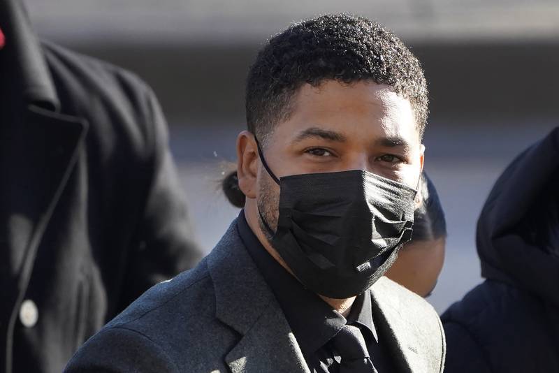 Actor Jussie Smollett arrives Tuesday, Nov. 30, 2021, at the Leighton Criminal Courthouse